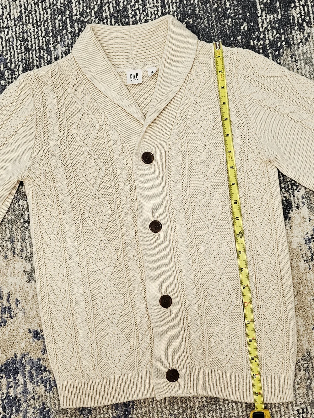 GAP Cream Cable-Knit Shawl Collar Cardigan